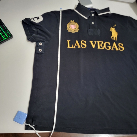 Polo Ralph Lauren Las Vegas Custom Slim Fit Polo Shirt XXL Black Gold - Picture 6 of 9